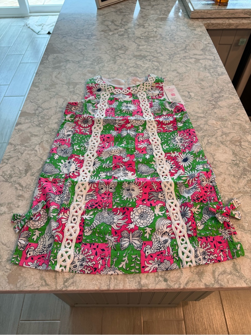 Kids Pink & Green Floral Sleeveless Pajama Dress